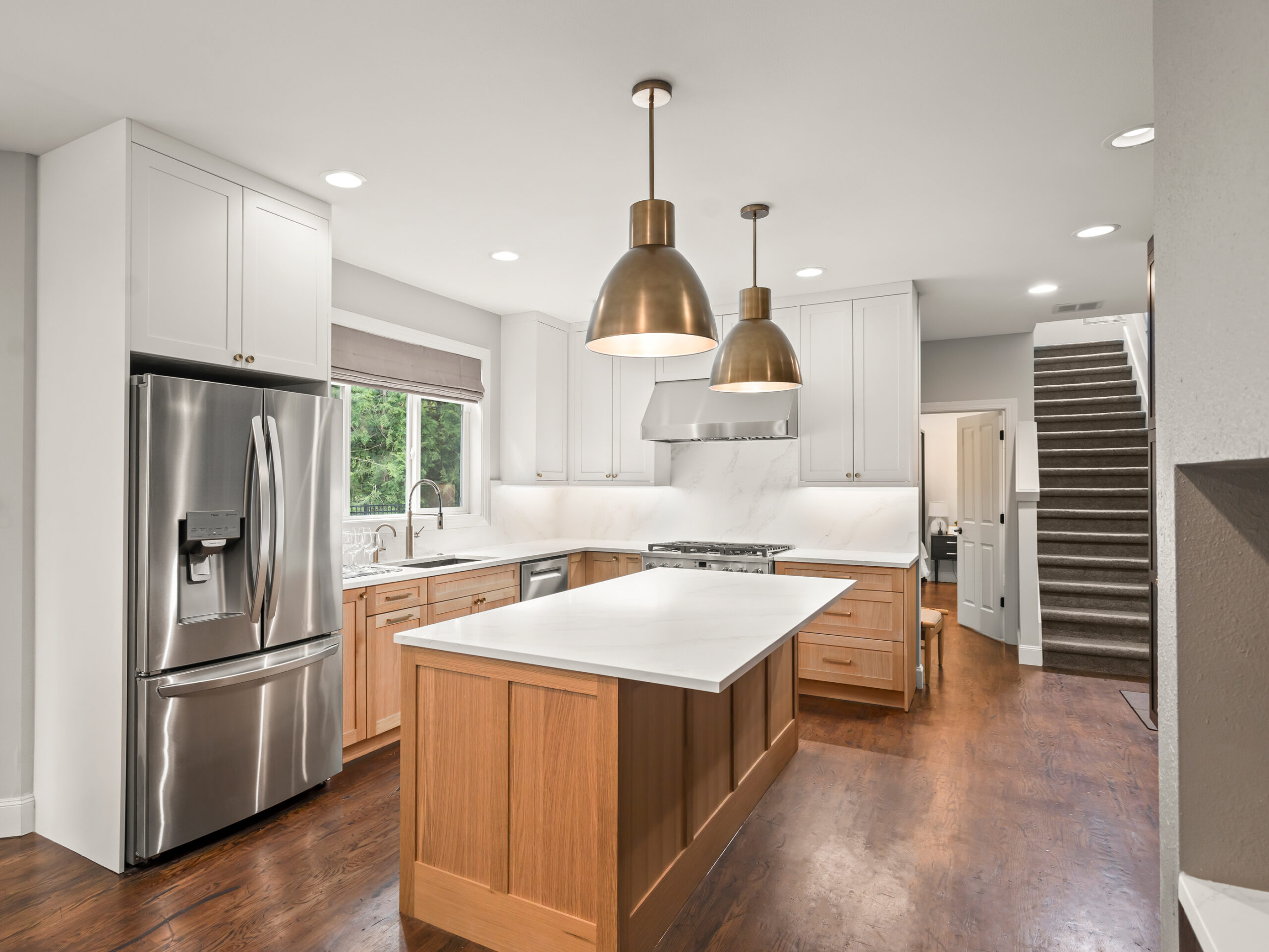Two-Tone Kitchen with Brass Accents