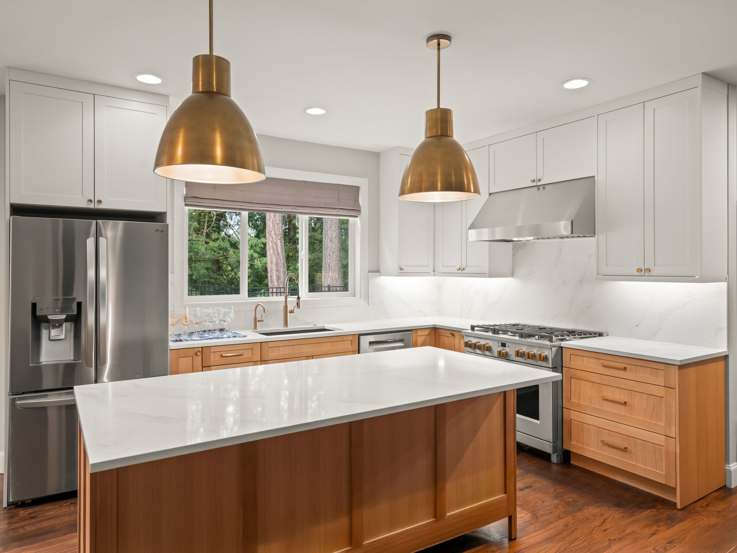 Two-Tone Kitchen with Brass Accents