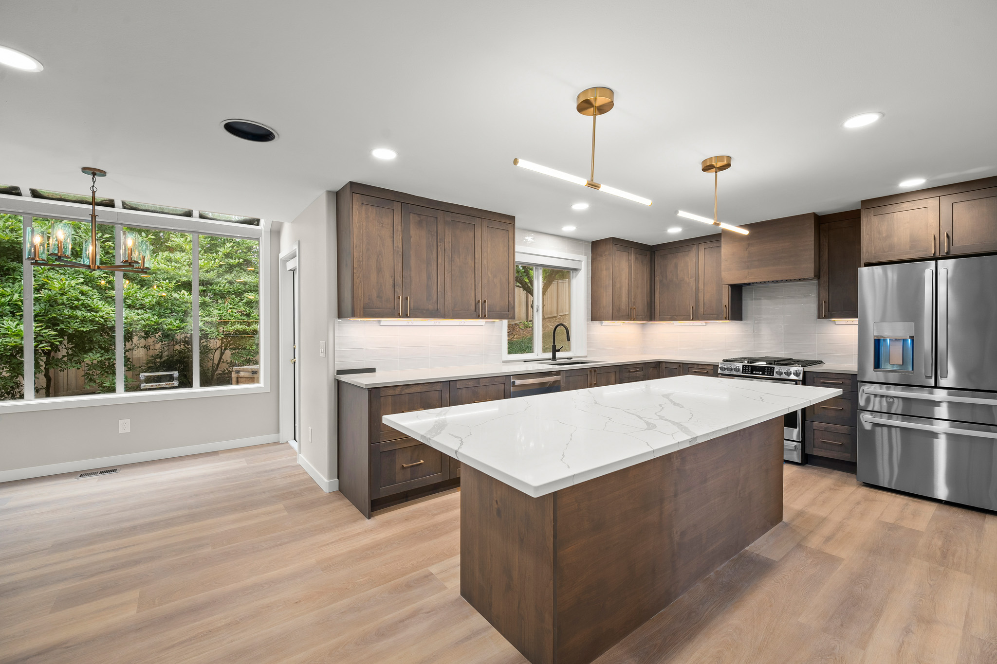 Dark Wood Kitchen & Living Space