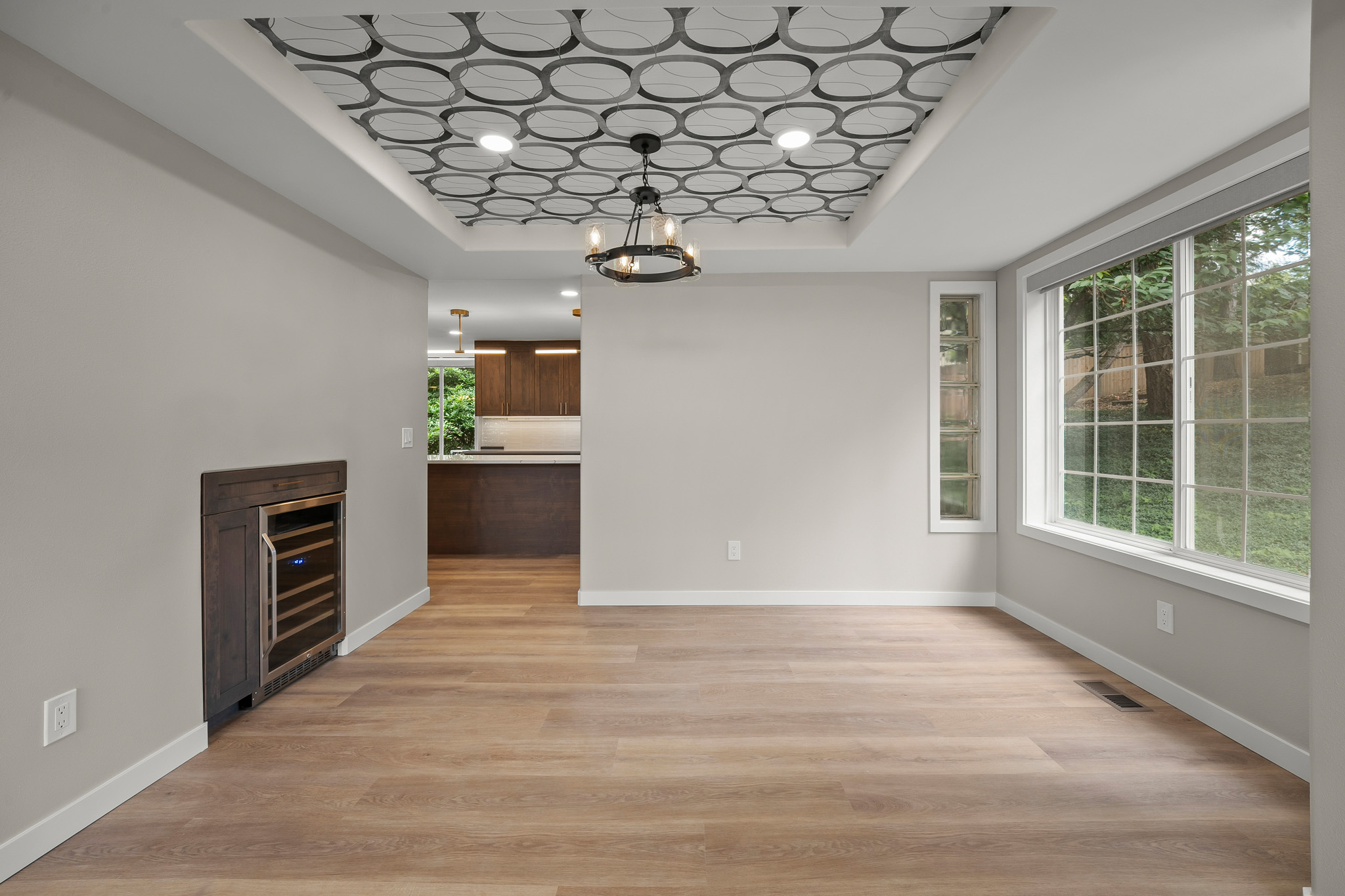 Dark Wood Kitchen & Living Space